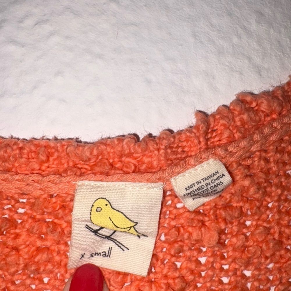[Anthropologie] Yellow Bird Sparrow Coral Knit Scalloped Edged Sweater Size XS - Picture 6 of 6